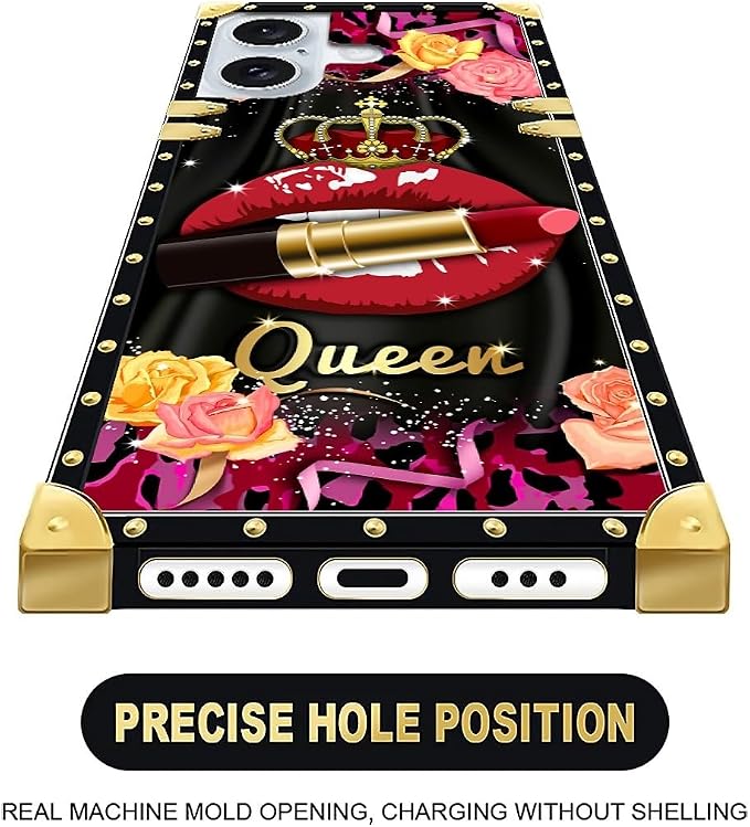 Compatible with iPhone 16 Plus Case, Queen Lip Crown Leopard Print Luxury - Image 4