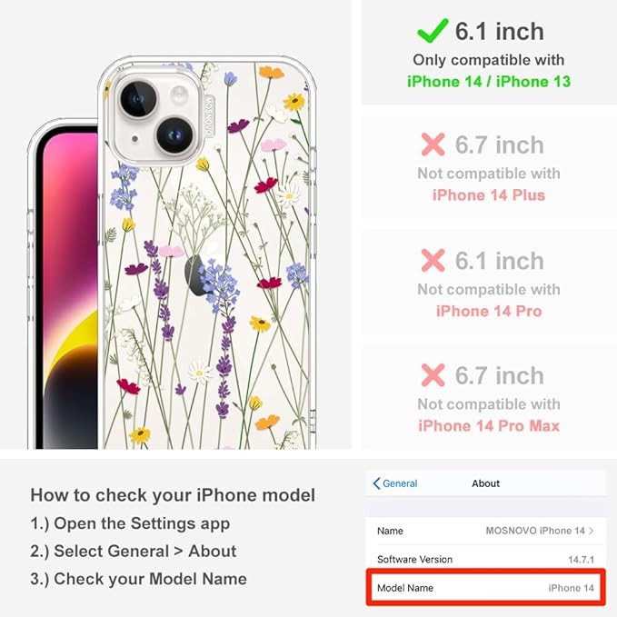 MOSNOVO for iPhone 13/14 Case | Military Grade 6.6ft Drop Tested | Clear - Image 2