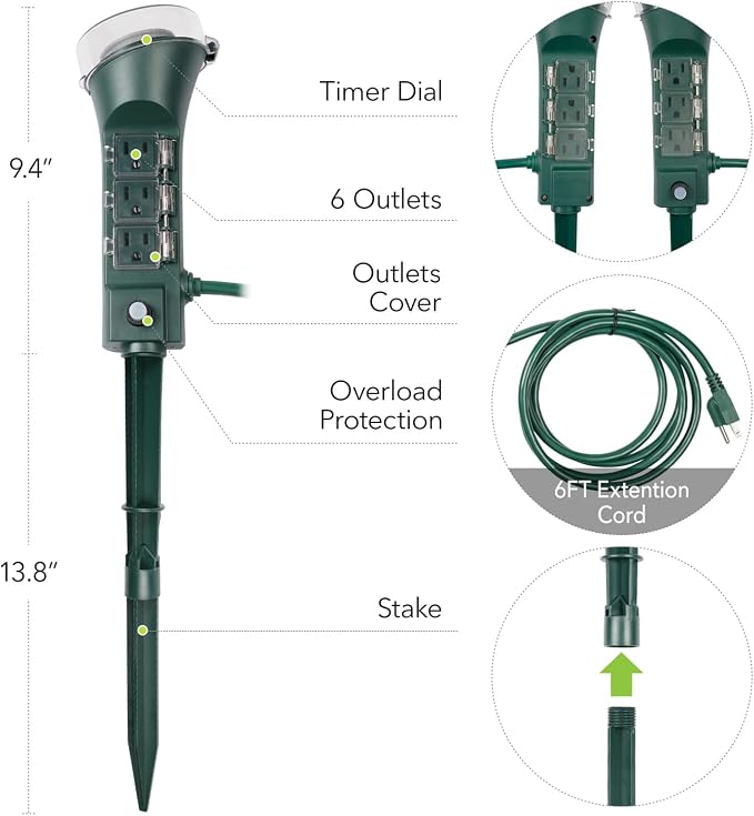 BN-LINK Outdoor Power Stake Timer - 6 ft Cord - Image 6