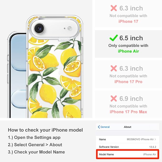 MOSNOVO for iPhone Air Case | Military Grade 6.6ft Drop Tested | Camera Control - Image 2