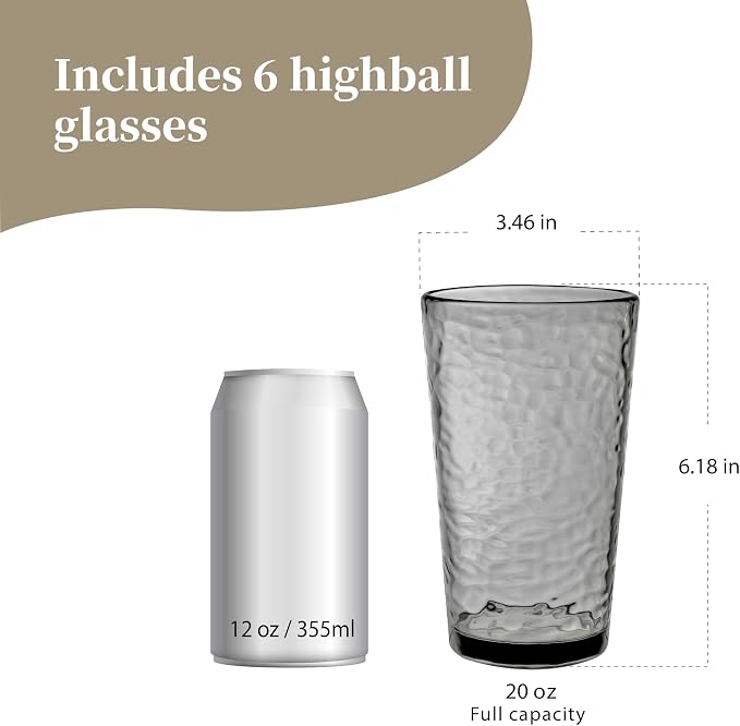 KLIFA- NICE- 20 ounce, Acrylic Highball Drinking Glasses, Stackable Plastic - Image 2