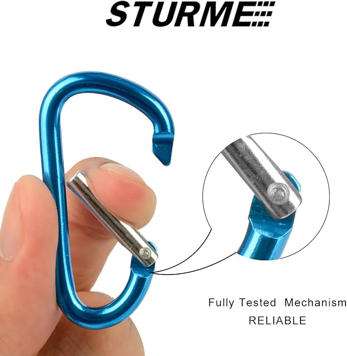 STURME 2" Aluminum D Ring Carabiners Clip D Shape Spring Loaded Gate Small - Image 3