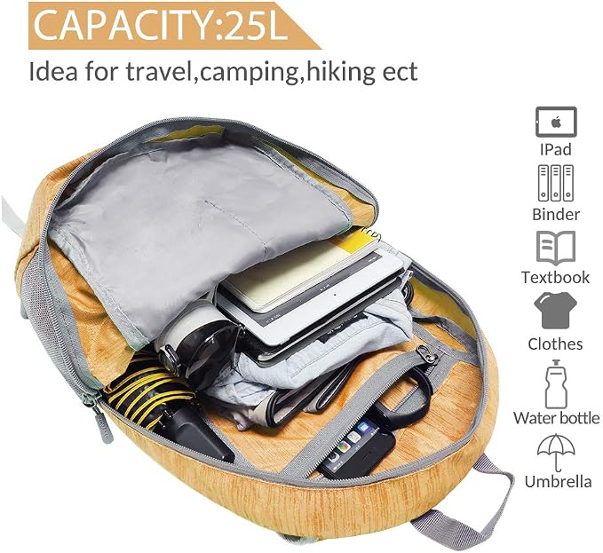 ZOMAKE 25L Ultra Lightweight Packable Backpack, Foldable Hiking Backpacks Water - Image 3