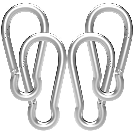 Carabiner, Heavy Duty Galvanized Steel Spring Snap Hook Carabiner Clips by High-PQ