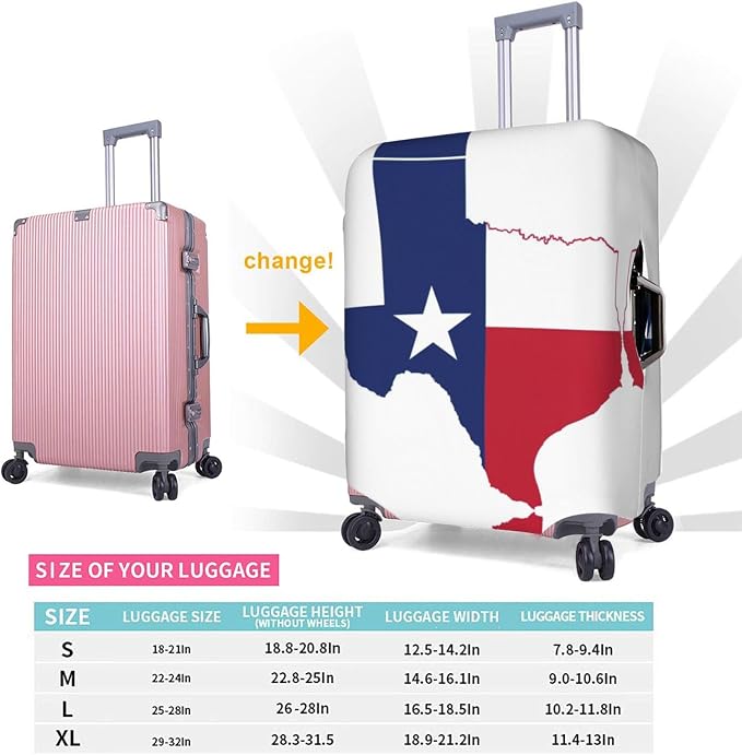 Texas State Flag Map Print Suitcase Covers - Image 6