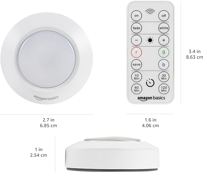Amazon Basics LED Puck Lights, Color Changing, Battery Operated, IR Remote - Image 6
