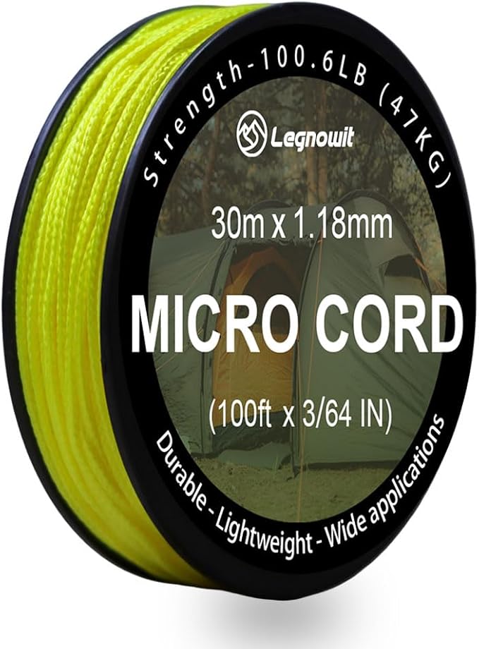 Micro Paracord, 1.18mm x 100ft Thin Mini Utility Braided Small Paracord by Legowitoutdoor