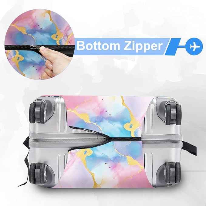 ANNA QUEEN Pink Marble Travel Luggage Cover -Stretchable Airplane Suitcase - Image 5