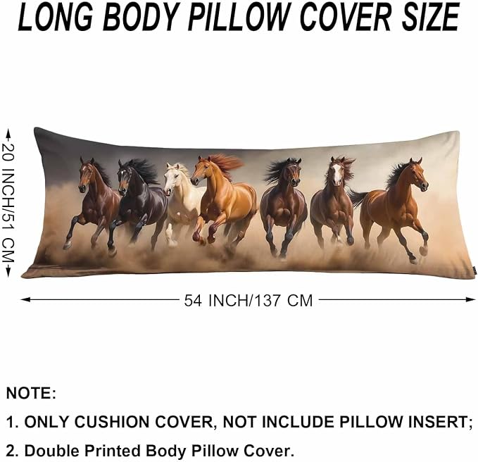 20x54 Body Pillow Cover Horse Zipper Body Pillowcase Western Stallion Horses - Image 6