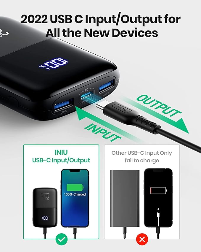 INIU Portable Charger, Smallest 22.5W 10000mAh Power Bank, USB C in/Output Fast - Image 4