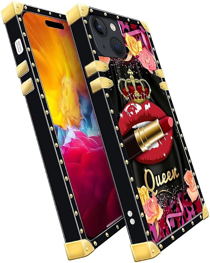 Compatible with iPhone 15 Case, Queen Lip Crown Leopard Print Luxury Golden - Image 3