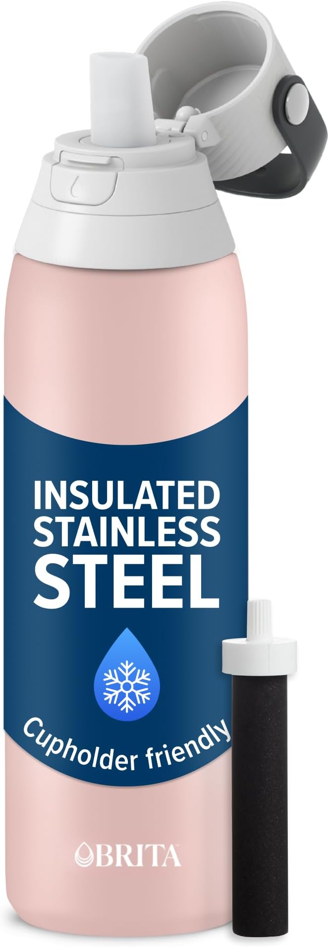 Brita Stainless Steel Premium Filtering Water Bottle, Replaces 300 Plastic by Brita