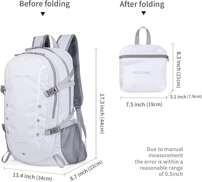 NODLAND Lightweight Backpack, Travel 40L Foldable Water-Resistant Daypack - Image 5