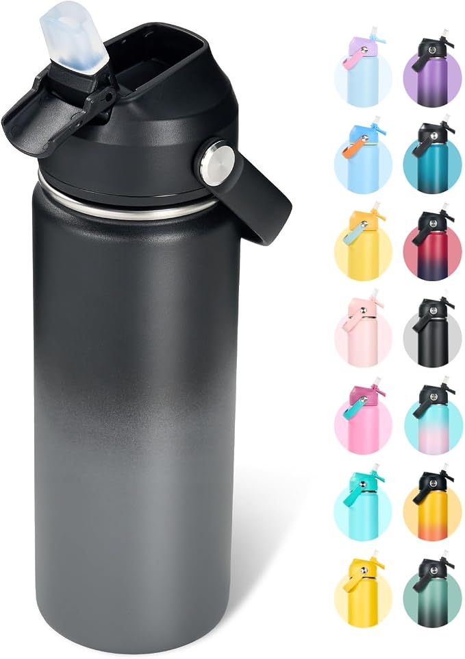 Fijinhom 18oz Insulated Stainless Steel Water Bottle, Wide Mouth Double Wall by Fijinhom