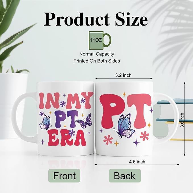 RZHV In My PT Era 11 Oz Novelty Mug, Cute Butterfly Office Ceramic Mug Gifts - Image 2