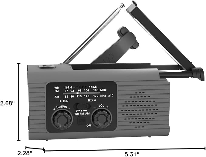 NITIGO Emergency Radio 4000mAh Solar Hand Crank AM/FM/NOAA Portable Weather - Image 10