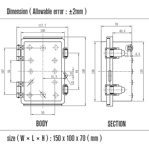 LeMotech Electrical Box, IP67 Waterproof Hinged Cover Stainless Steel Latch - Image 8