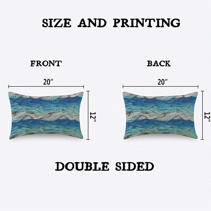 TKS MITLAN Abstract Wave Pillow Covers 12 x 20 Inch Ocean Sea Water Gradient - Image 2