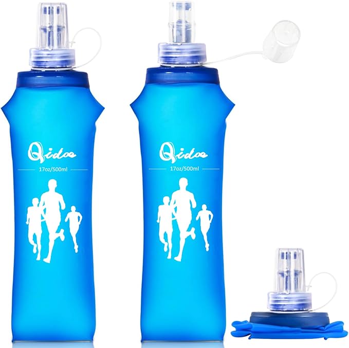 Qidoe 2 Pack Running Vest Soft Flask, 17oz/500ml BPA-Free TPU Collapsible Soft by Qidoe