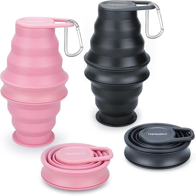 Nefeeko Collapsible Water Bottle, 17oz Reuseable BPA Free Silicone Foldable by Nefeeko