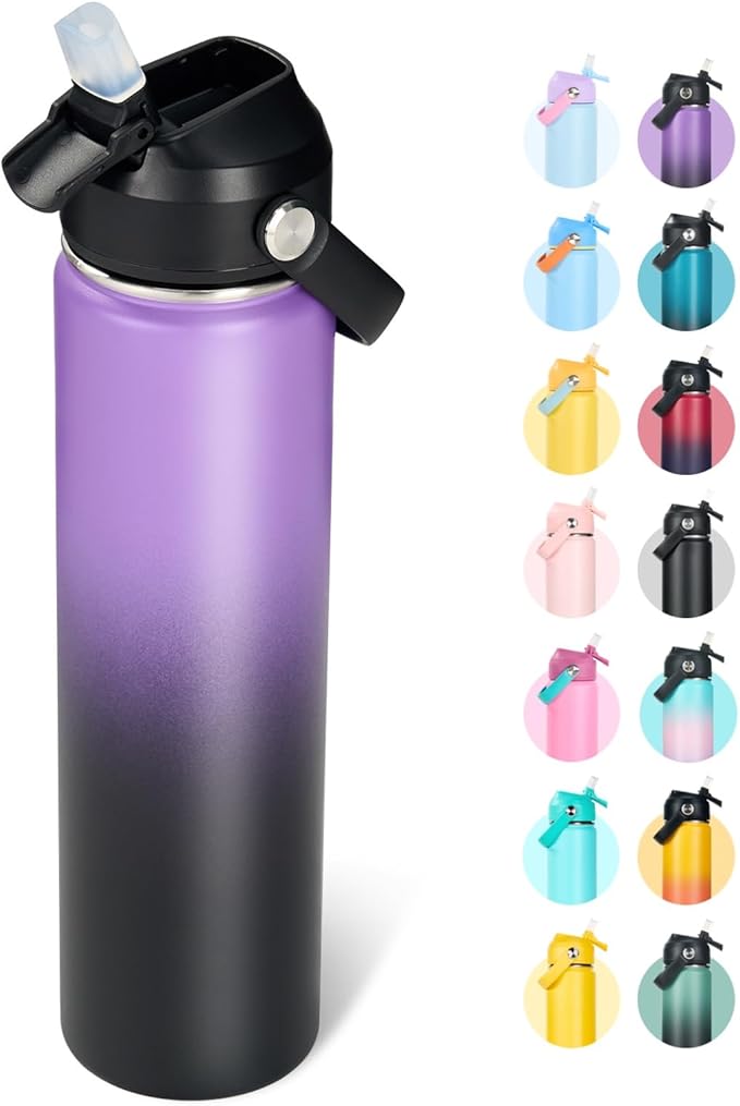 Fijinhom 24oz Insulated Stainless Steel Water Bottle, Wide Mouth Double Wall by Fijinhom