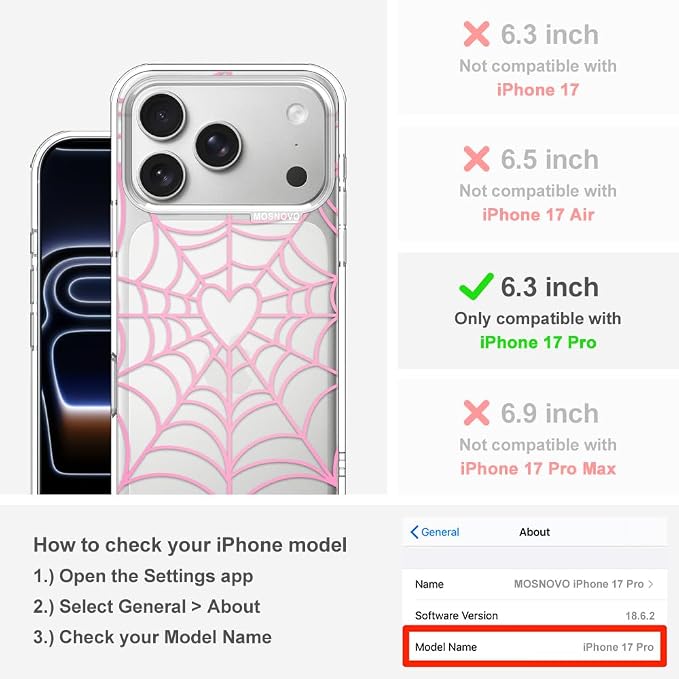 MOSNOVO for iPhone 17 Pro Case, Shockproof Military-Grade Protection 6.6ft Drop - Image 2