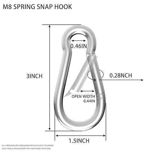 Carabiner, Heavy Duty Galvanized Steel Spring Snap Hook Carabiner Clips - Image 2