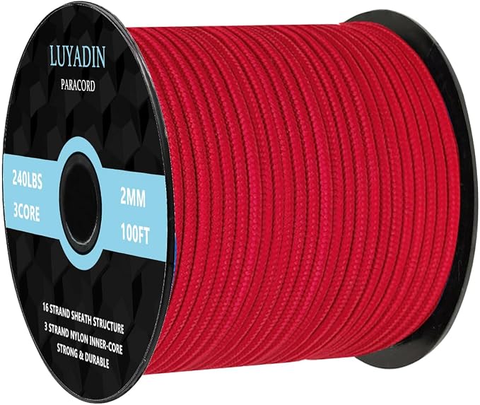 Paracord 240lb - Diameter 2mm Micro Utility Cord -3 Strand Parachute Spool Cord by LUYADIN