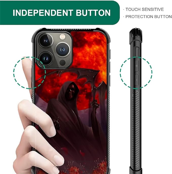 for iPhone 16 Pro Case, Death by The Red Moon Pattern Graphic Design Girl Boy - Image 2