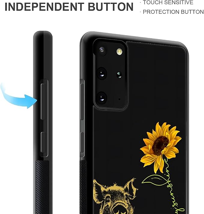 for Samsung Galaxy S20 Plus Case, Pig Sunflower Yellow Sunshine Pattern Graphic - Image 6