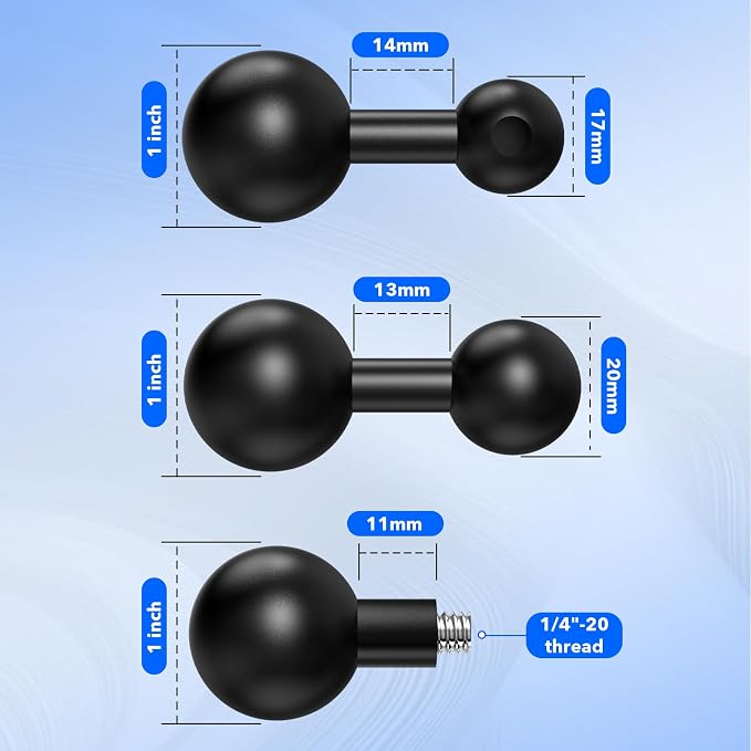 1-Inch Ball Adapter Kit for RAM Mounts – Includes 20mm Ball Adapter, 17mm Ball - Image 6