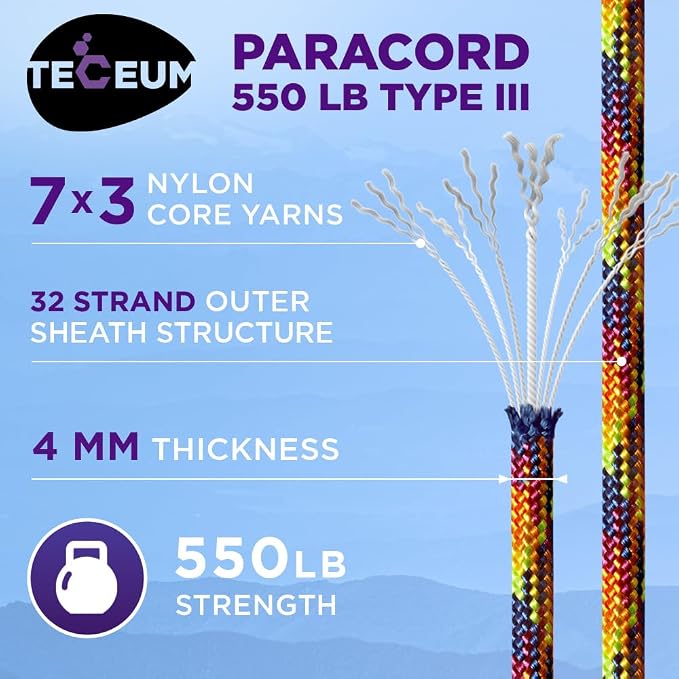 TECEUM Reflective Paracord Rope 1000 – 1000ft/200ft/100ft/50ft – 40+ Colors – - Image 2