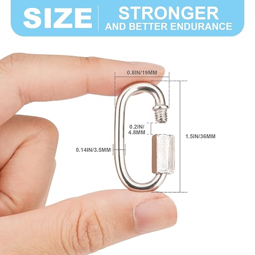 10 Pcs 1.5 Inch 304 Stainless Steel Screw Chain Quick Links, 175 Lbs Capacity - Image 2