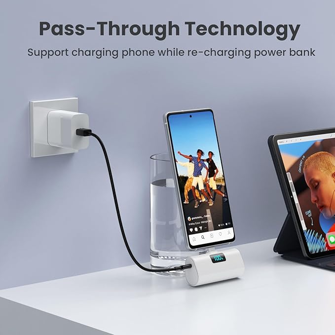 Small Portable Charger 5200mAh, Upgraded PD USB C Power Bank Built-in USB-C - Image 5