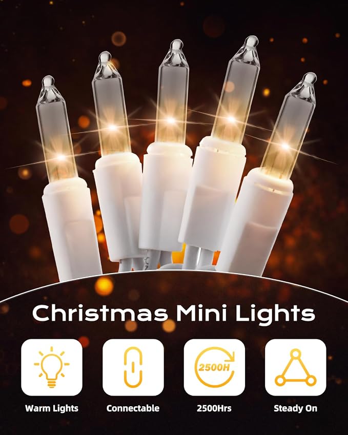 Brightown Clear Christmas String Lights, 200-Count 51.5ft Incandescent Bulb - Image 7
