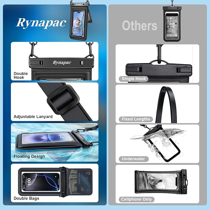 Floating Waterproof Phone Pouch 2 Pack, IPX8 Double Space Waterproof Phone Case - Image 6