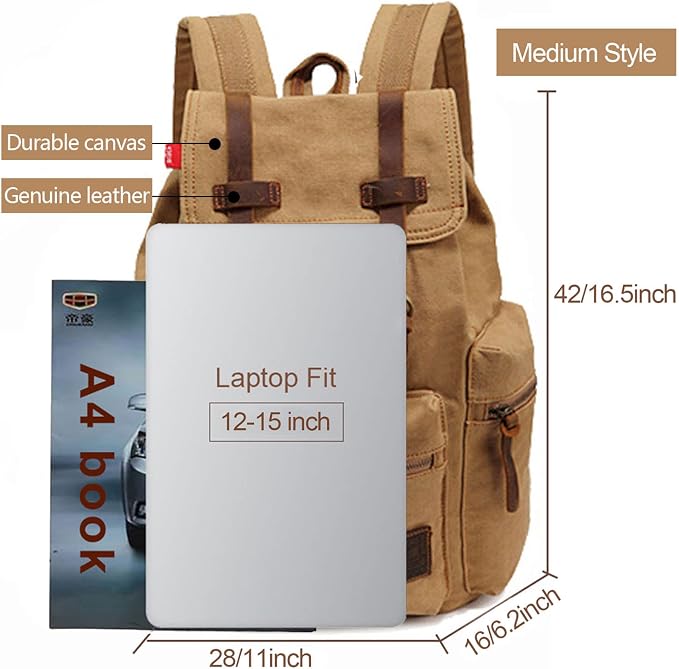 AUGUR High Capacity Canvas Vintage Backpack - Image 2