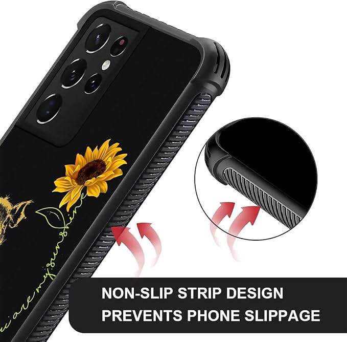 for Samsung Galaxy S21 Ultra Case, Pig Sunflower Yellow Sunshine Pattern - Image 4