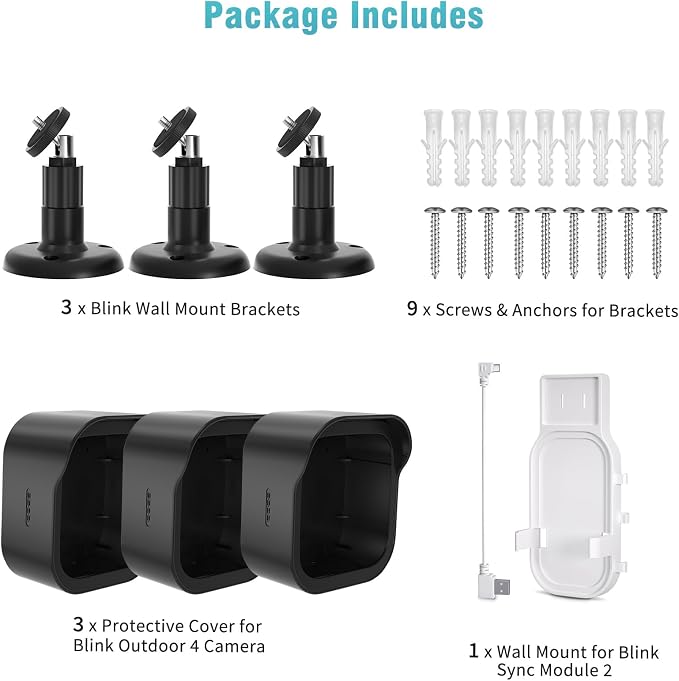 All-New Blink Outdoor Camera Wall Mount, 3 Pack Weatherproof Housing, 360 - Image 8