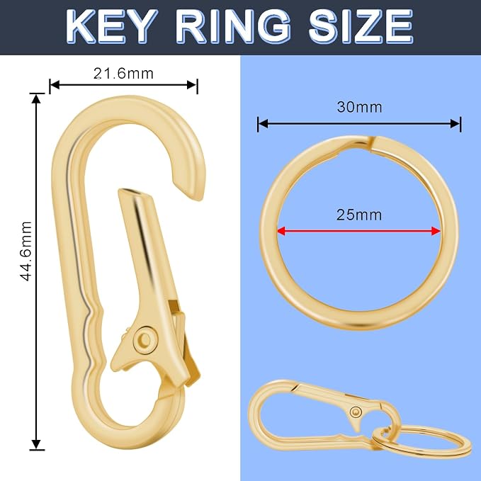 4Pack Small Keychain Rings, Metal Key Carabiner Clip, Mini EDC Key Ring Chain - Image 2
