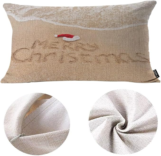EKOBLA Merry Christmas Decorative Pillow Cushion Covers Xmas Quote Written On - Image 6
