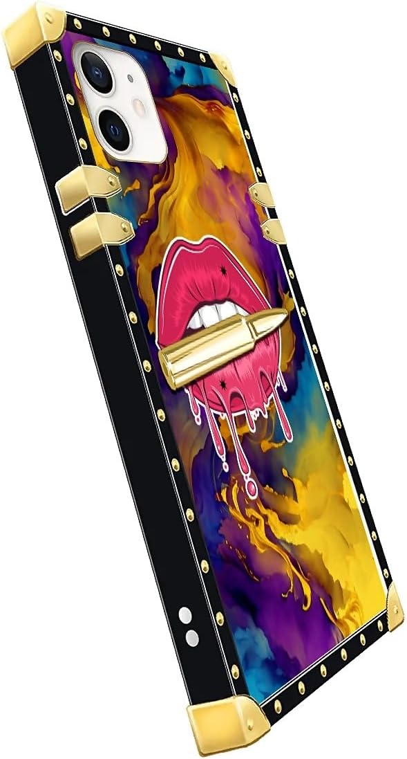 Compatible with iPhone 11 Case, Cool Corlorful Lip Marble Luxury Golden - Image 4