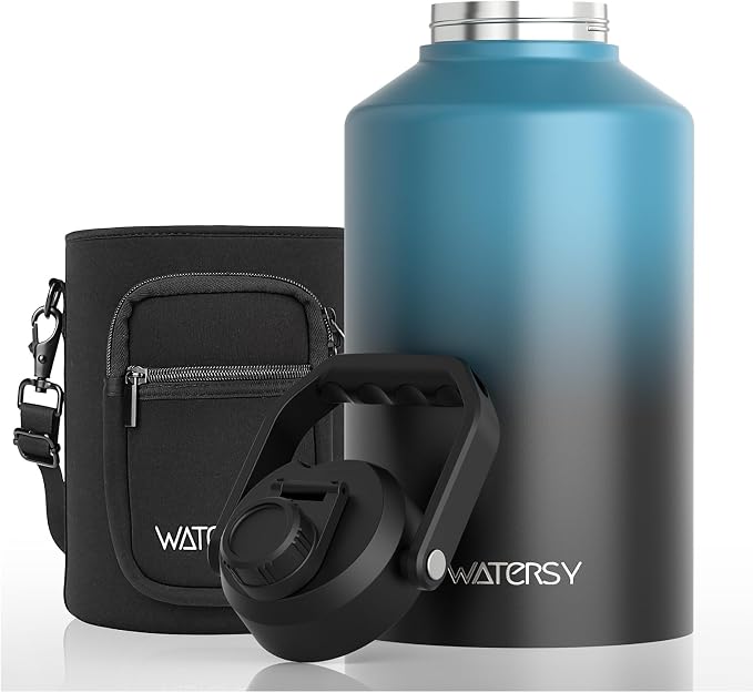 WATERSY 1.5 Gallon Water Bottle Insulated, BPA Free&Leak Proof, 196oz Stainless by Watersy