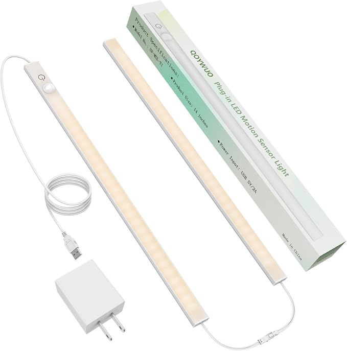 14" Slim USB Plug-in LED Motion Sensor Light Indoor, Bright & Dimmable Under by GreatLightingforGreatLife