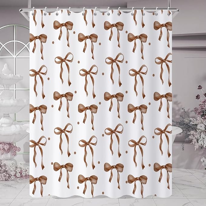 Brown Bow Shower Curtain - Image 3