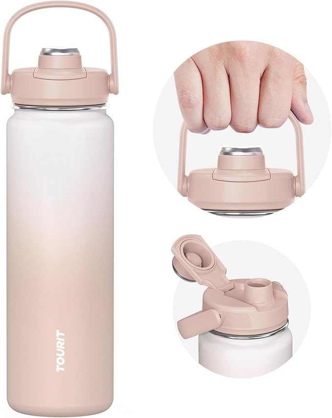 TOURIT 24 oz Insulated Water Bottle, Stainless Steel Sports Water Bottles by TOURIT