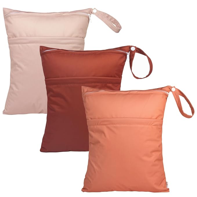 babygoal Wet Dry Bags 3 Pack for Baby Cloth Diapers, Washable Travel Bags by babygoal