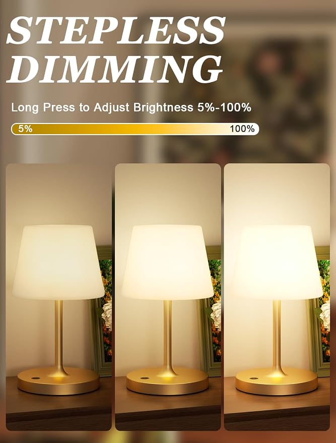 Kakanuo Gold Cordless Shower Lamp Waterproof, Rechargeable Cordless Lamp - Image 2