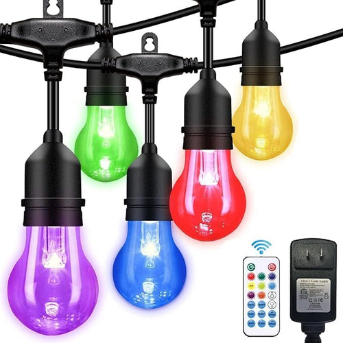 105FT Solar Outdoor String Lights, 32 Shatterproof E26 Edison LED Bulbs by IPStank