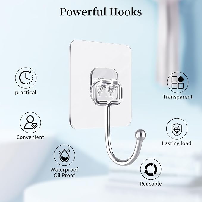20 PCS Heavy Duty Adhesive Hooks, 33 lb Load - Image 7